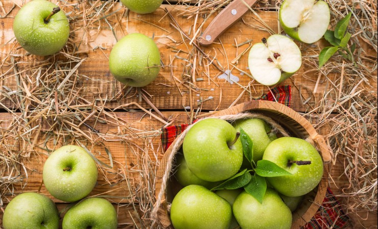 Green Apples in a Basket